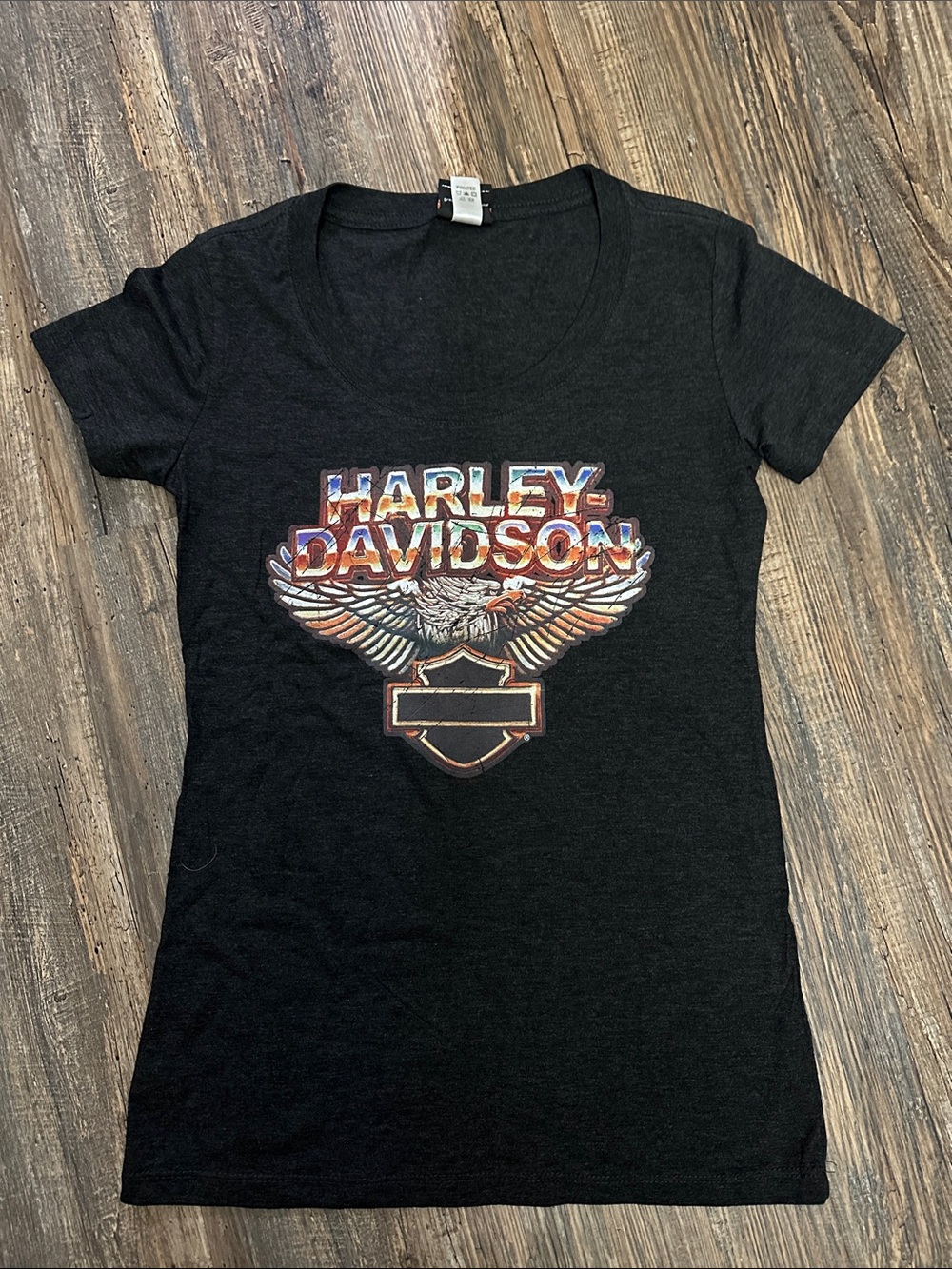 Harley-Davidson Black Short-Sleeve Tee with Eagle Graphic